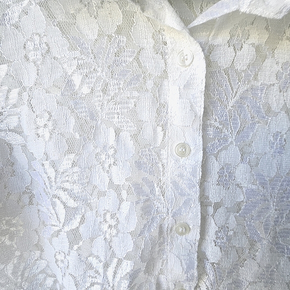 White Lace Button Up Shirt Generation Gap - Picture 2 of 6